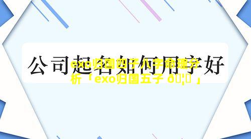 exo归国四子八字命理分析「exo归国五子 🦄 」